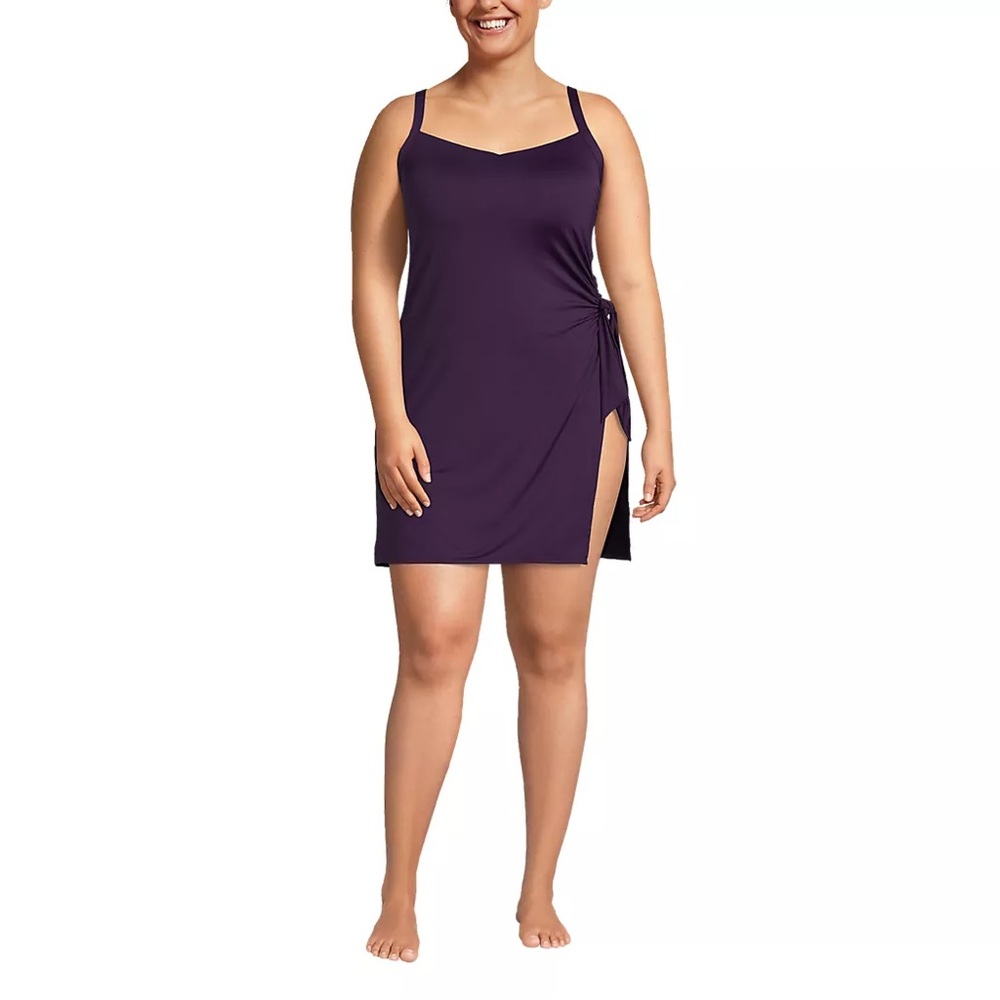 Lands' End Plus Size Chlorine Resistant Sweetheart Dress One Piece Swimsuit